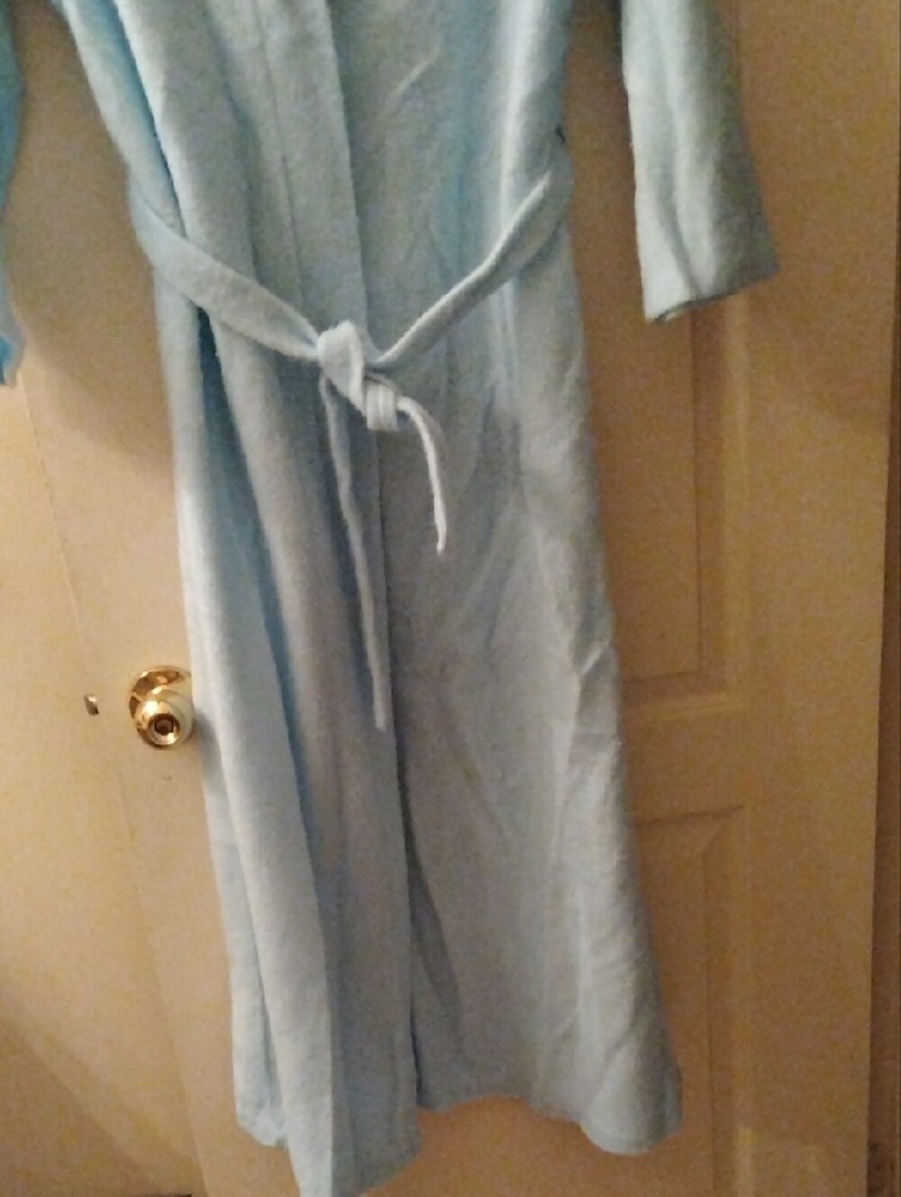Light Blue Quilted Shoulder Long Robe - Picture 10 of 10